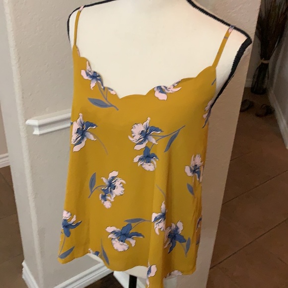 Collective Concept yellow w/blue floral print cami - Picture 4 of 11